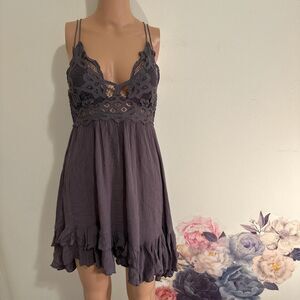 Free-people Women's Grey and Navy Dress